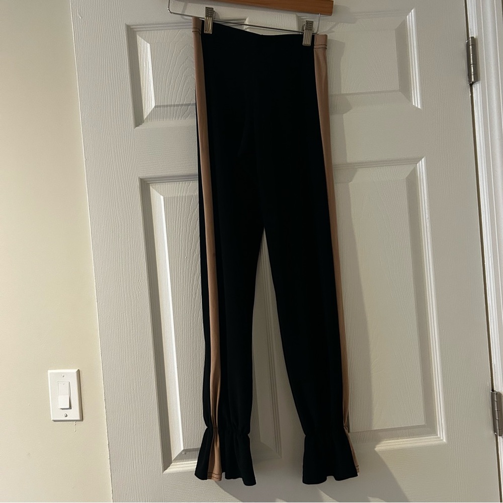 Talisman Ballroom Latin Practice girls black with tan sides pants. Size 142 cm.